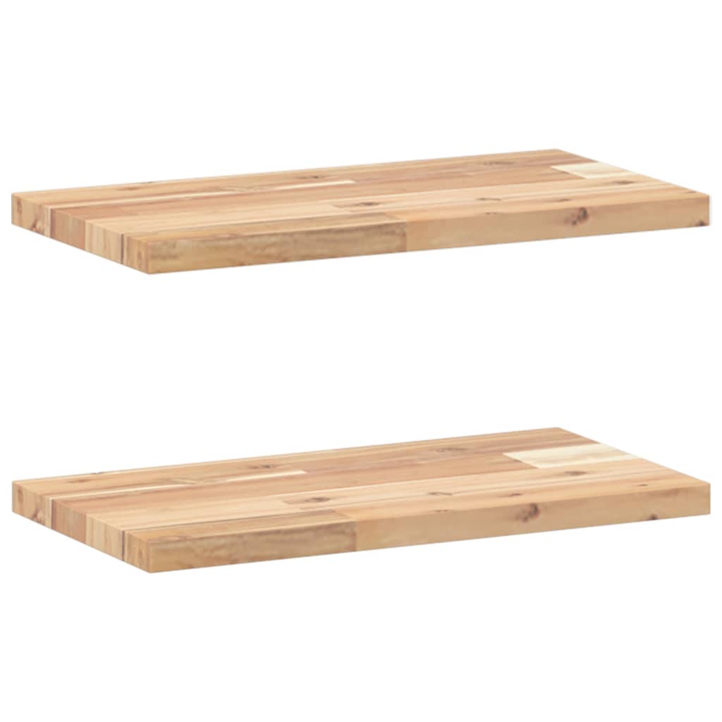 Flytende hyller 2 stk 40x20x2 cm ubehandlet heltre akasie