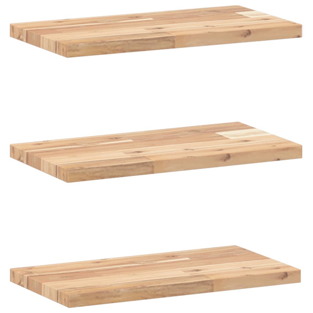 Flytende hyller 3 stk 60x20x2 cm ubehandlet heltre akasie