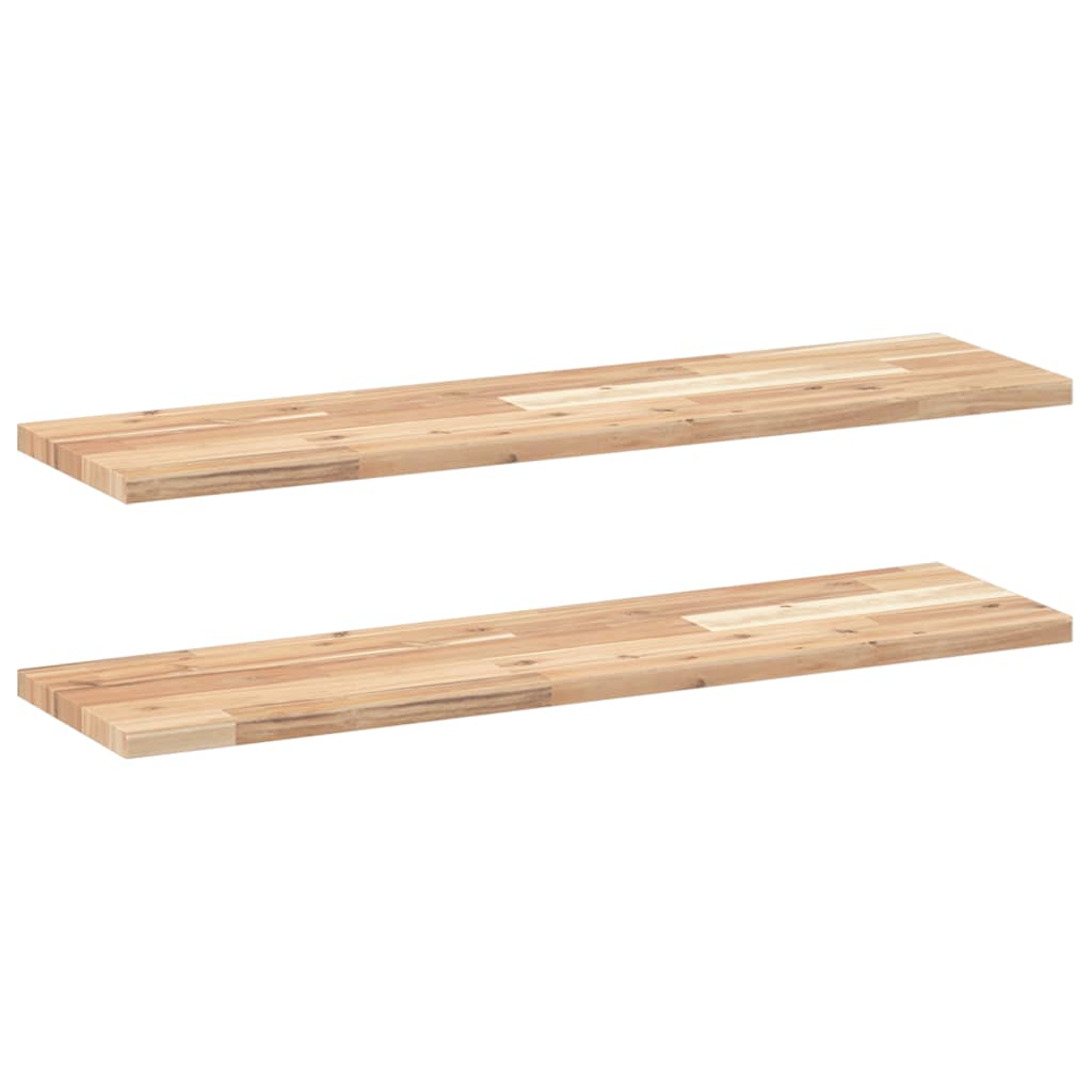 Flytende hyller 2 stk 80x20x2 cm ubehandlet heltre akasie