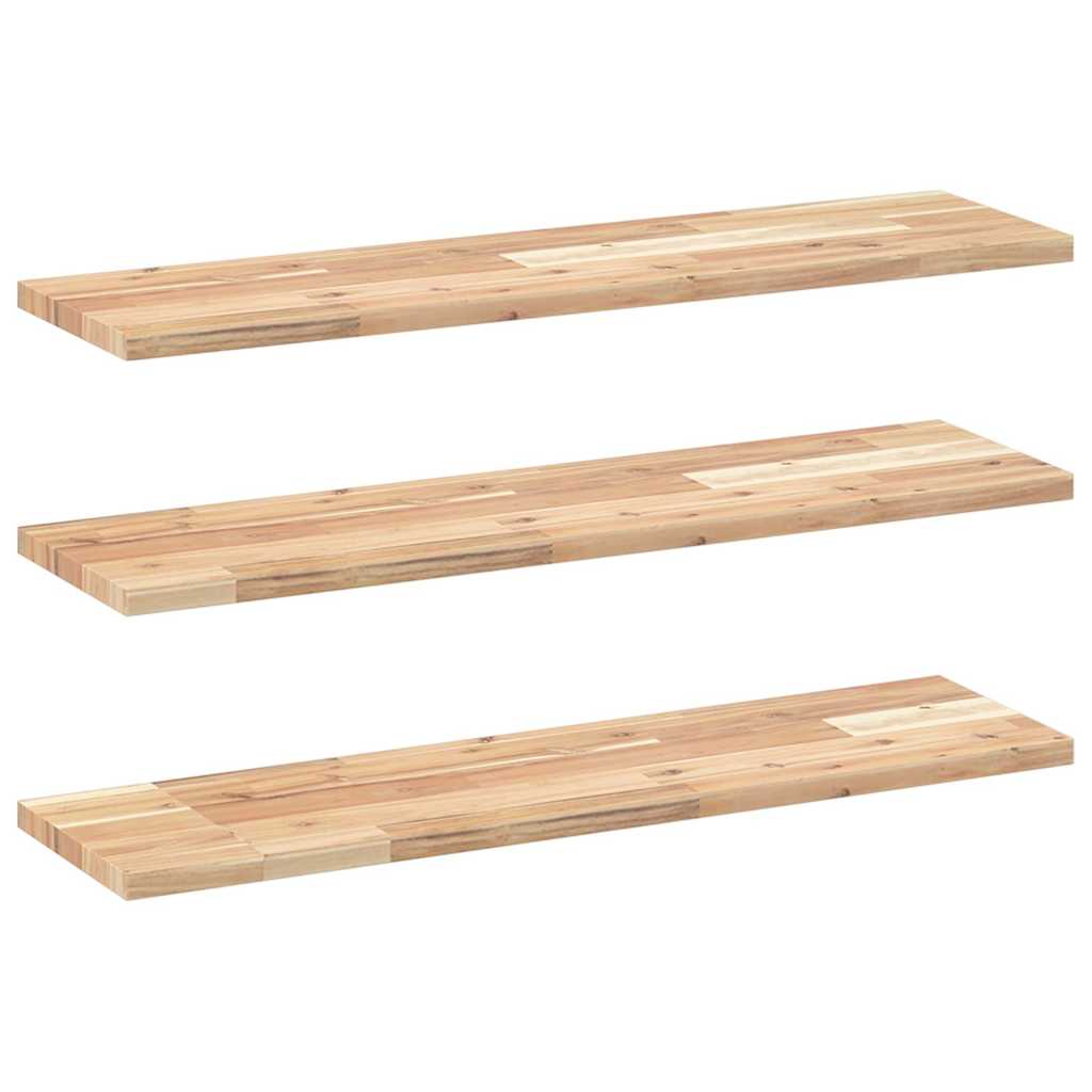 Flytende hyller 3 stk 80x20x2 cm ubehandlet heltre akasie