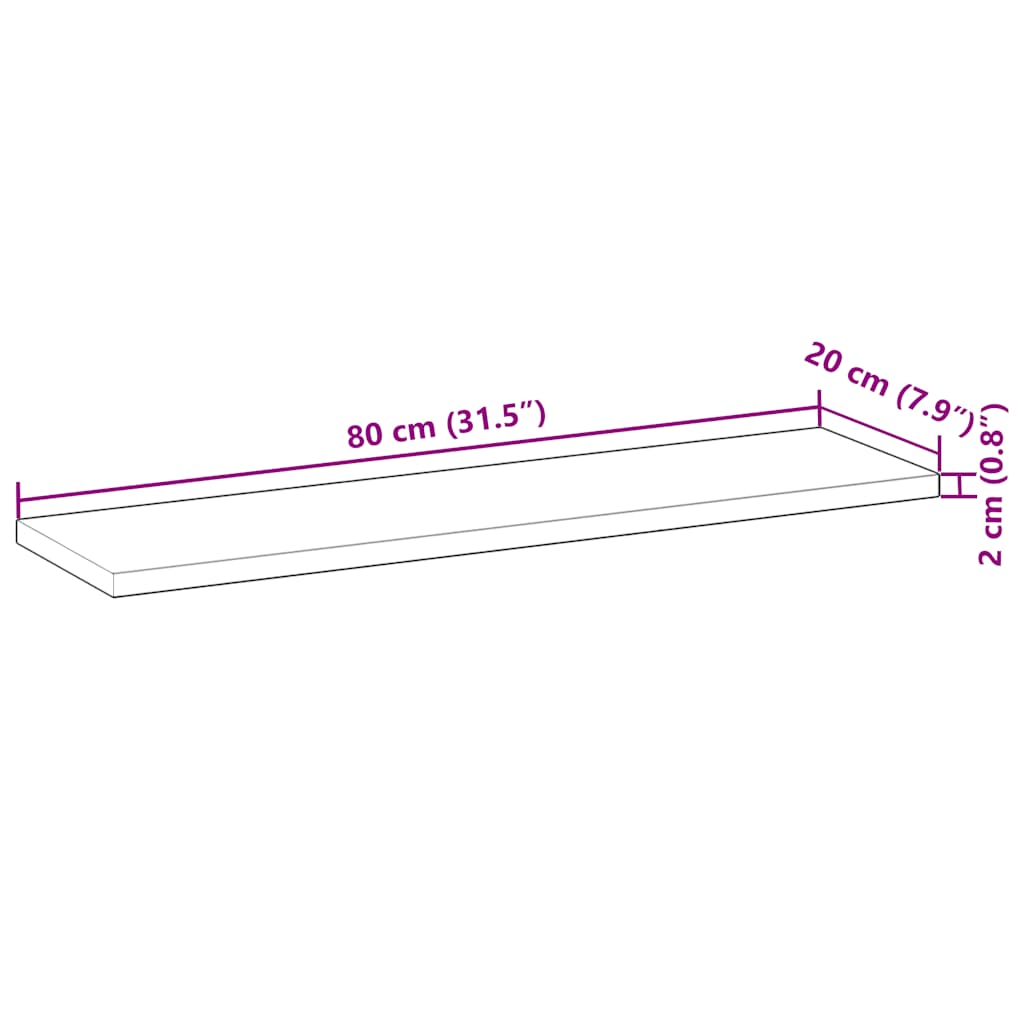 Flytende hyller 3 stk 80x20x2 cm ubehandlet heltre akasie