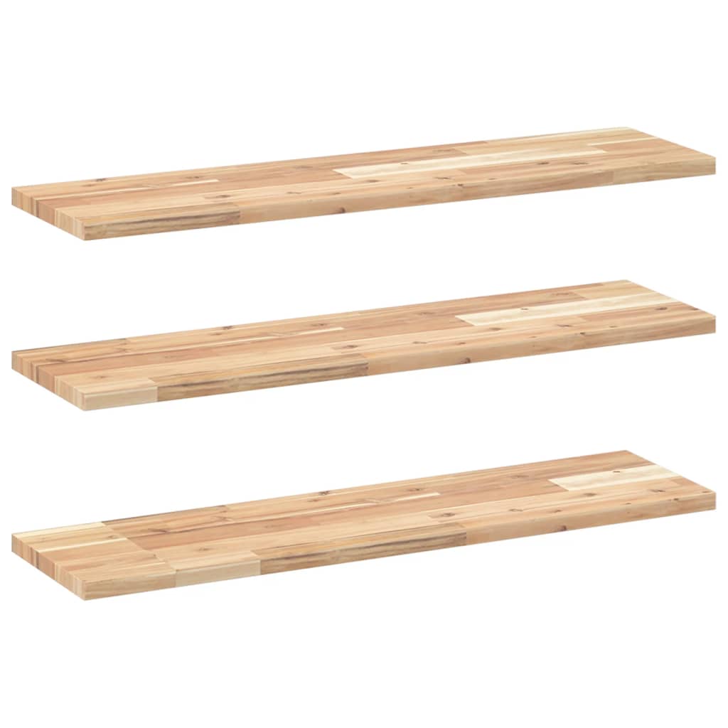 Flytende hyller 3 stk 100x20x2 cm ubehandlet heltre akasie