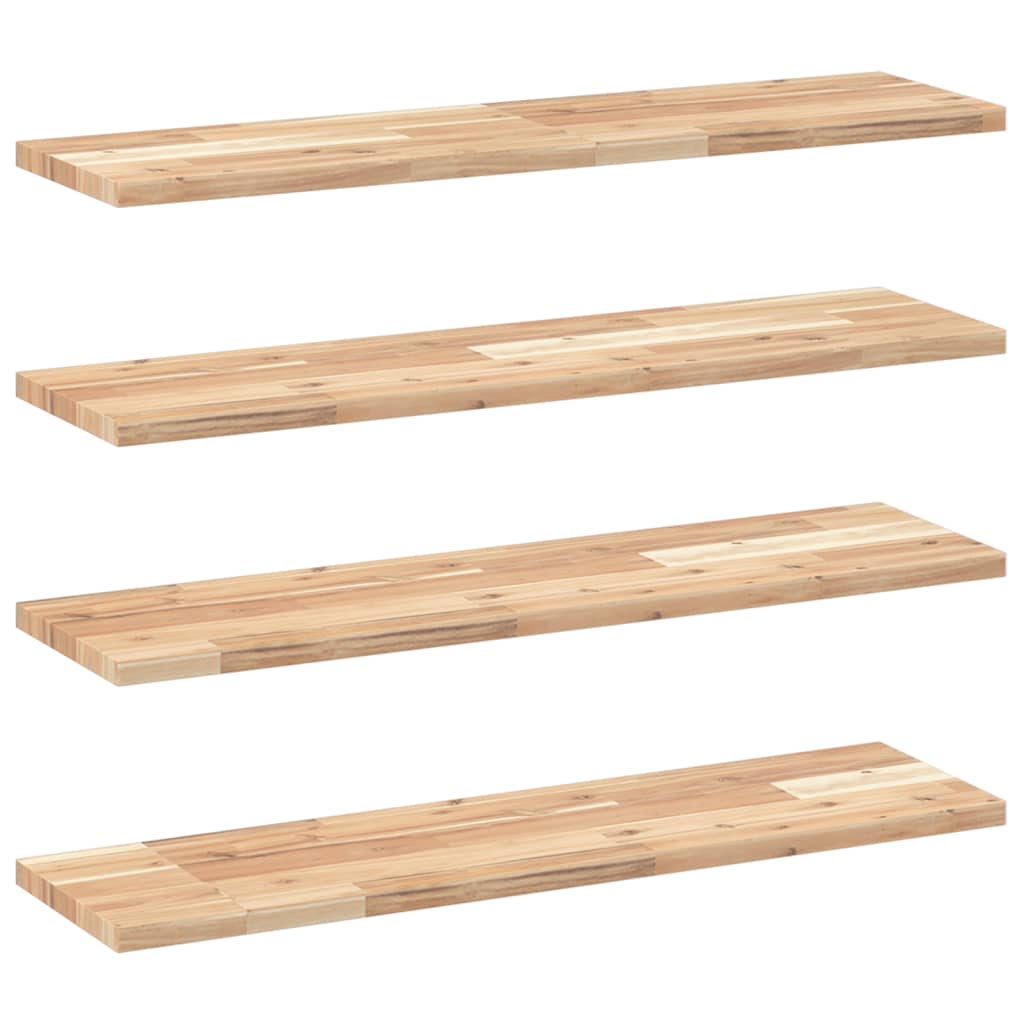 Flytende hyller 4 stk 100x20x2 cm ubehandlet heltre akasie