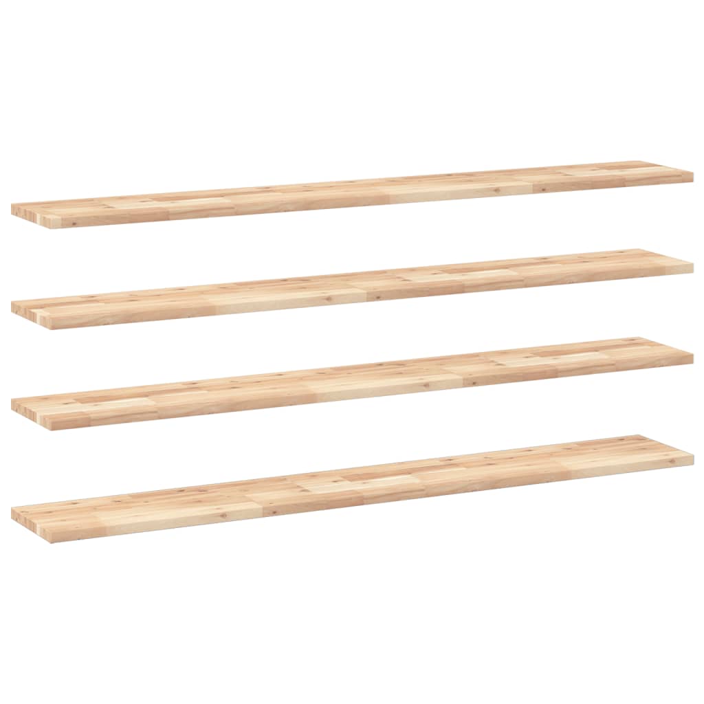 Flytende hyller 4 stk 140x20x2 cm ubehandlet heltre akasie