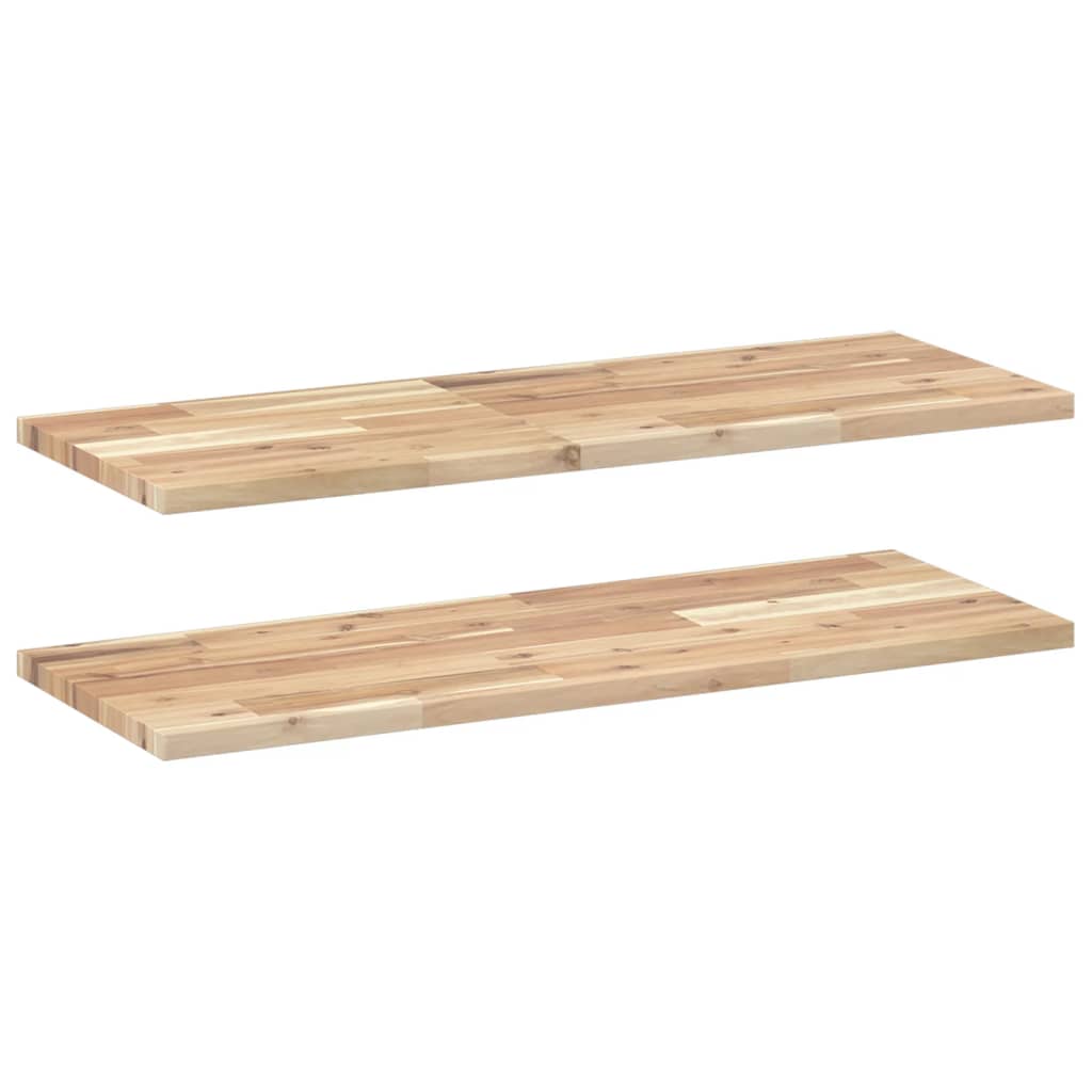 Flytende hyller 2 stk 100x30x2 cm ubehandlet heltre akasie