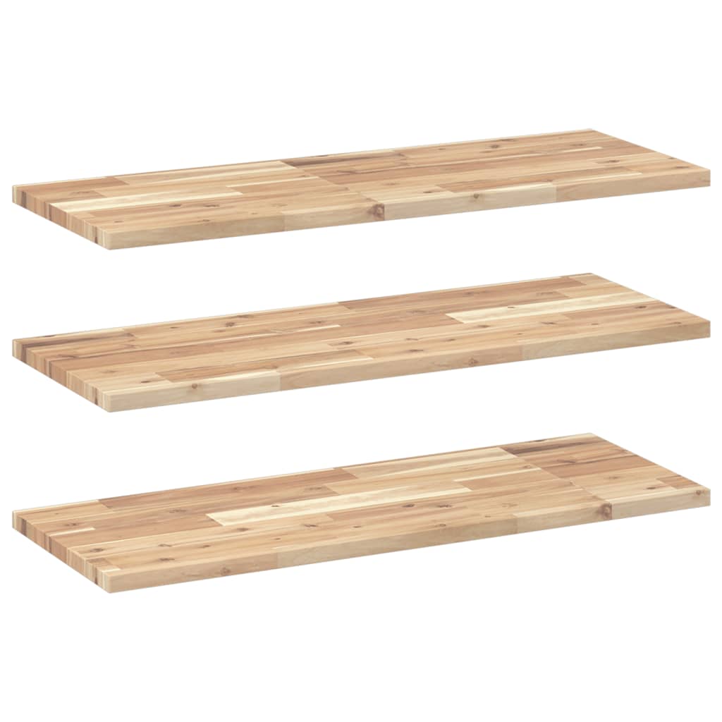 Flytende hyller 3 stk 100x30x2 cm ubehandlet heltre akasie