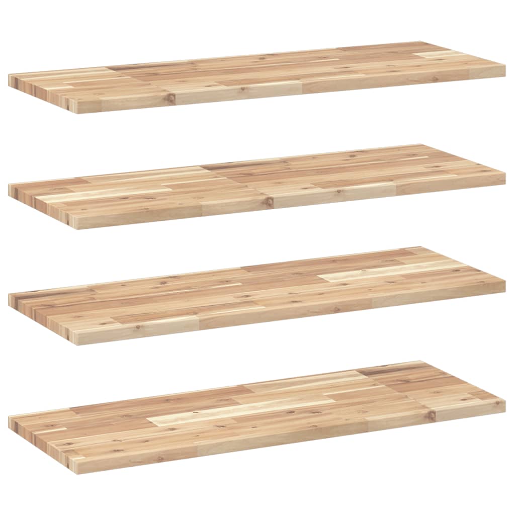 Flytende hyller 4 stk 100x30x2 cm ubehandlet heltre akasie