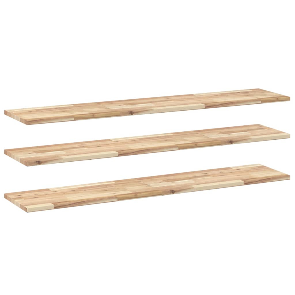 Flytende hyller 3 stk 140x30x2 cm ubehandlet heltre akasie