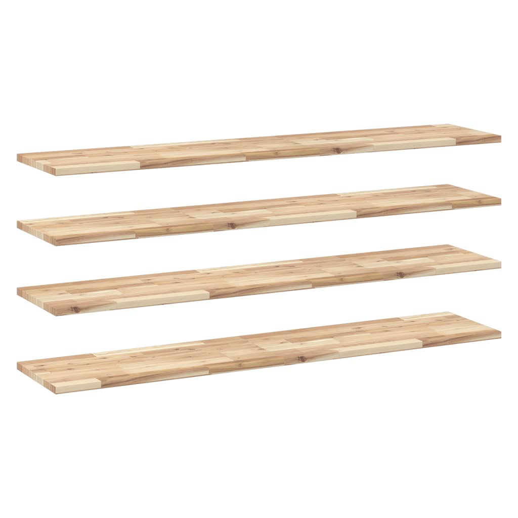 Flytende hyller 4 stk 140x30x2 cm ubehandlet heltre akasie