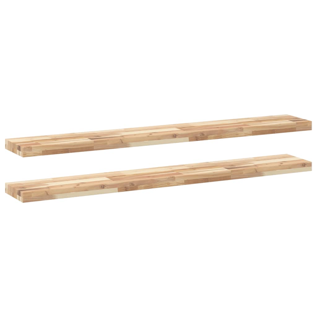 Flytende hyller 2 stk 140x20x4 cm ubehandlet heltre akasie