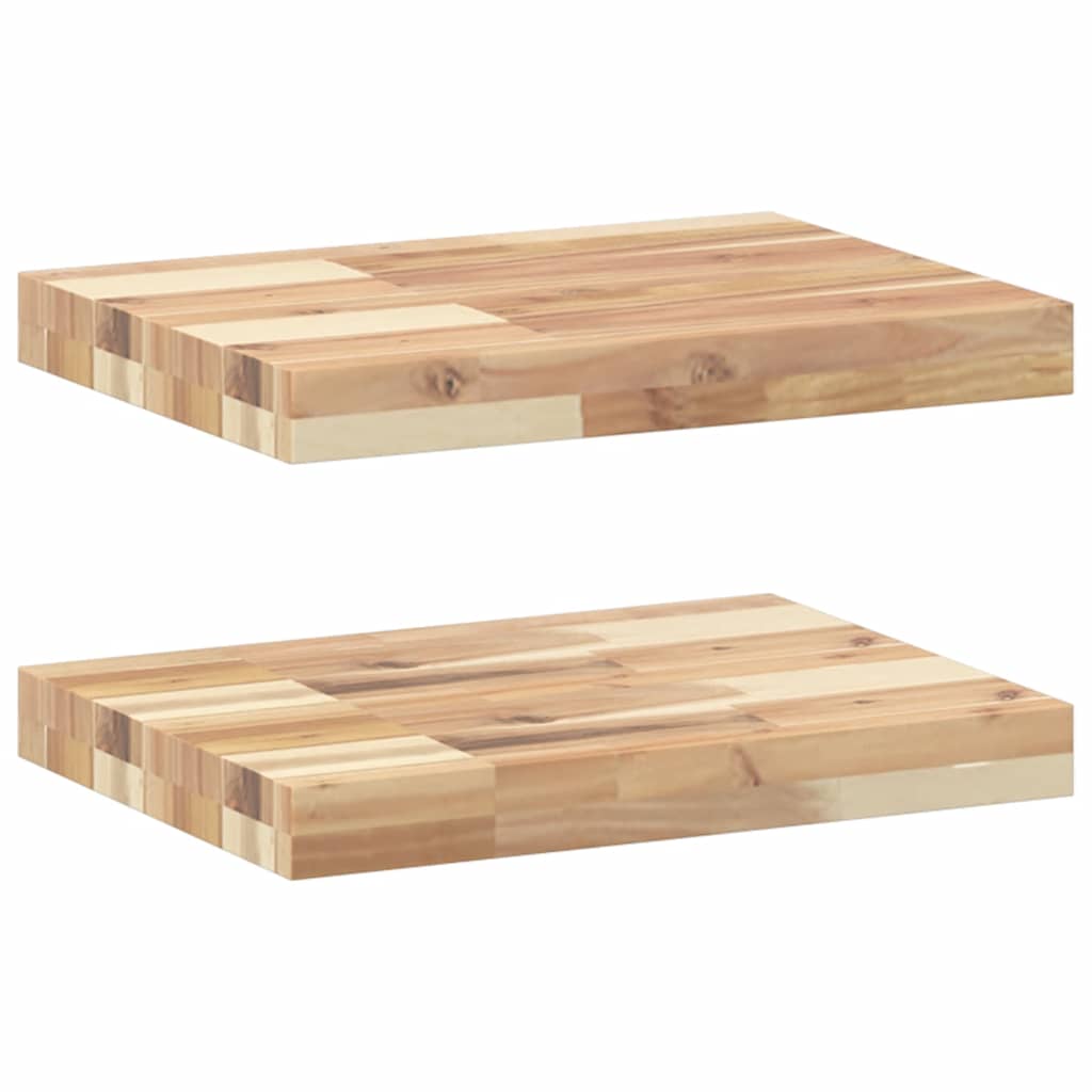 Flytende hyller 2 stk 40x30x4 cm ubehandlet heltre akasie