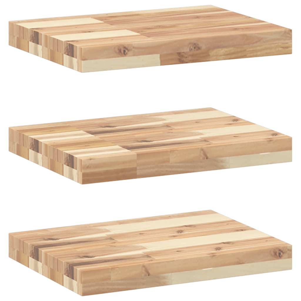 Flytende hyller 3 stk 40x30x4 cm ubehandlet heltre akasie