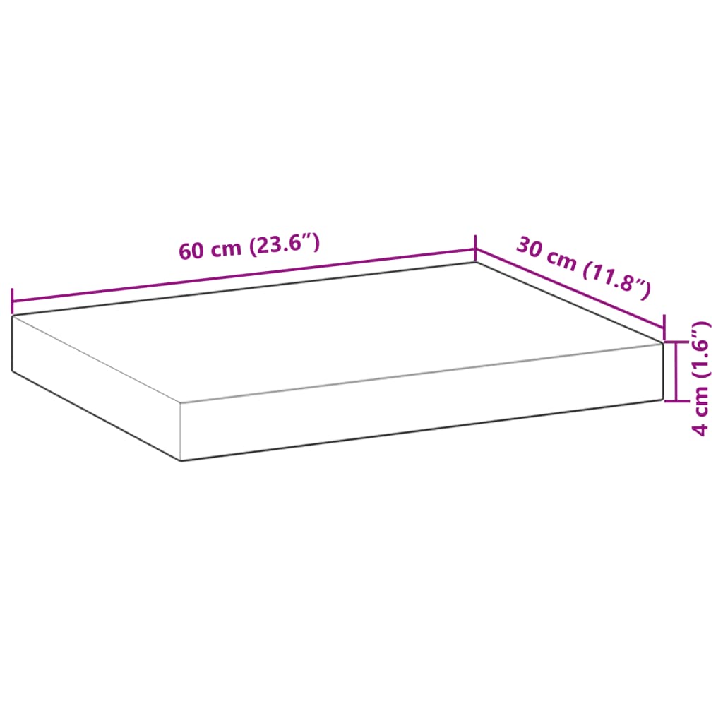 Flytende hyller 2 stk 60x30x4 cm ubehandlet heltre akasie