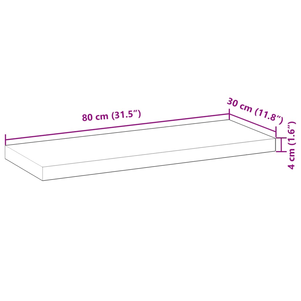 Flytende hylle 80x30x4 cm ubehandlet heltre akasie