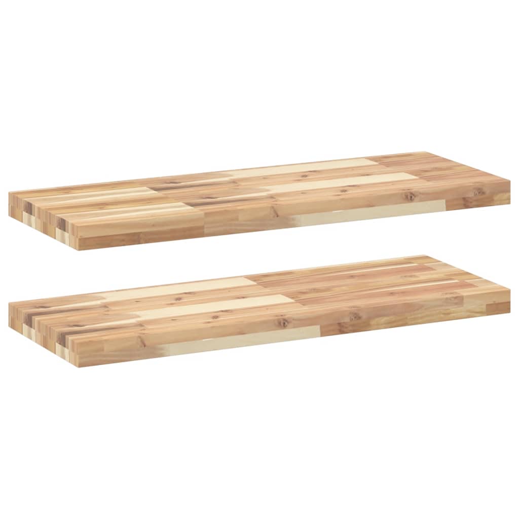 Flytende hyller 2 stk 80x30x4 cm ubehandlet heltre akasie