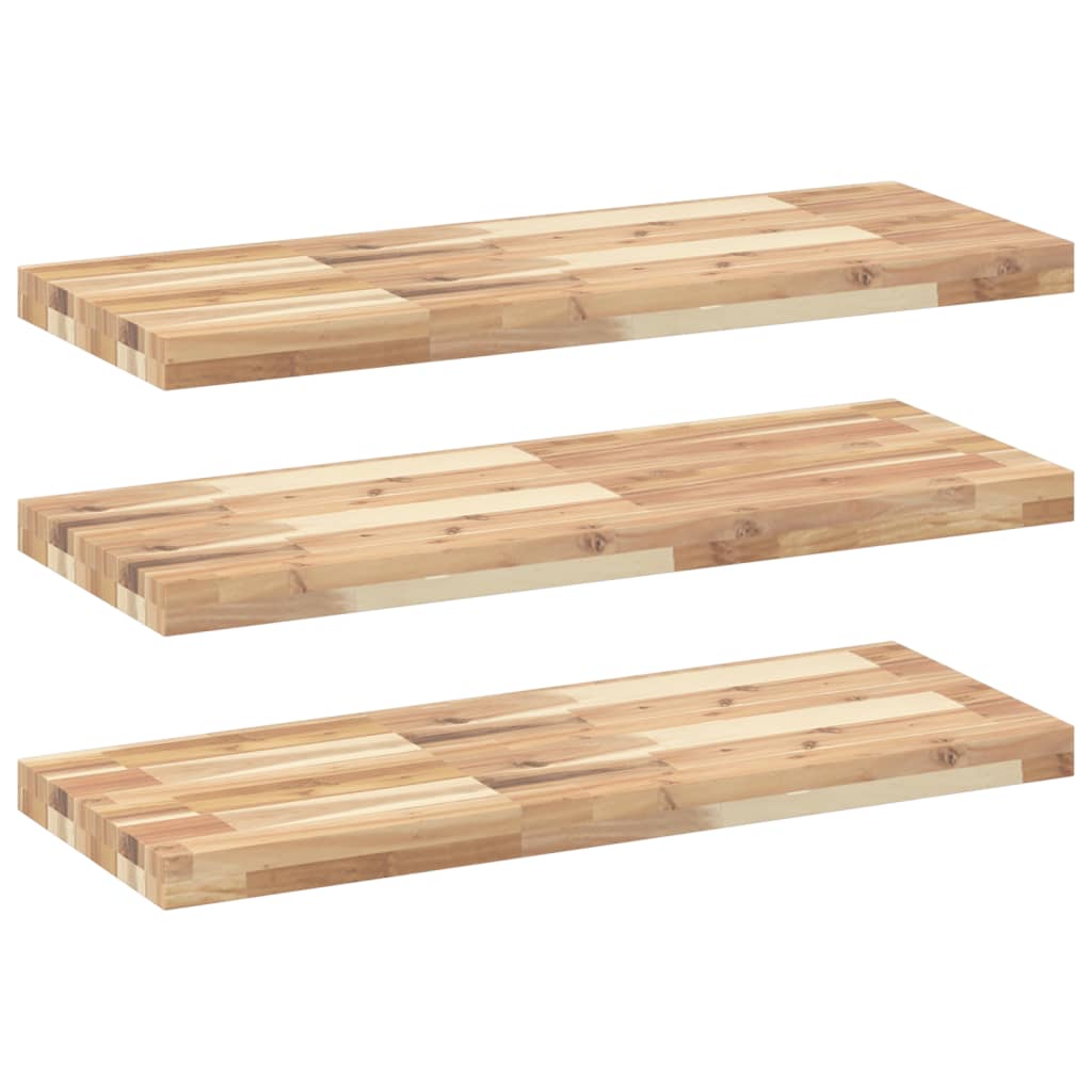Flytende hyller 3 stk 100x30x4 cm ubehandlet heltre akasie