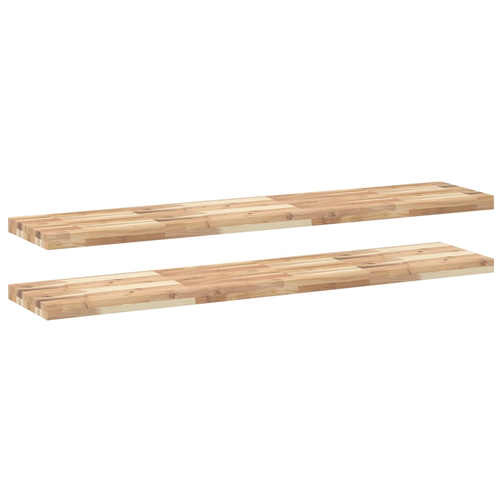 Flytende hyller 2 stk 120x30x4 cm ubehandlet heltre akasie