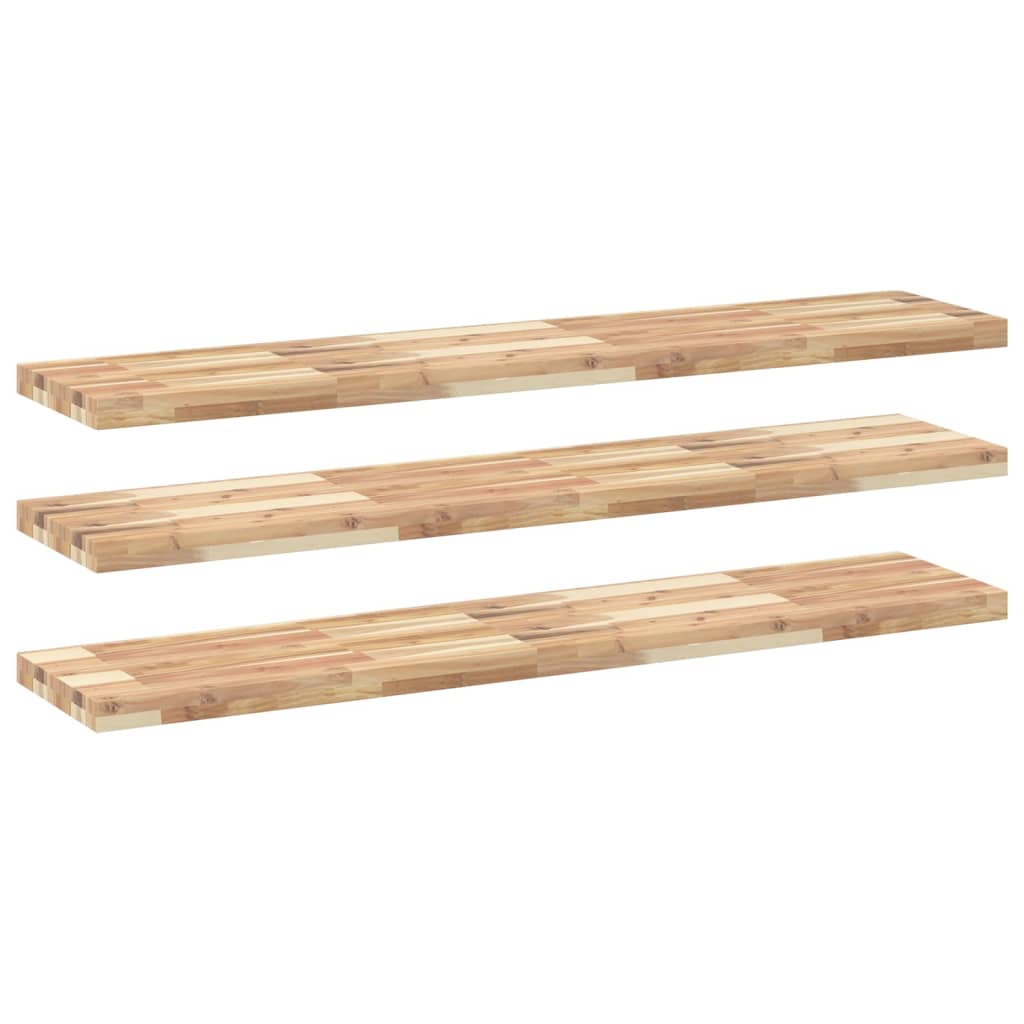 Flytende hyller 3 stk 140x30x4 cm ubehandlet heltre akasie
