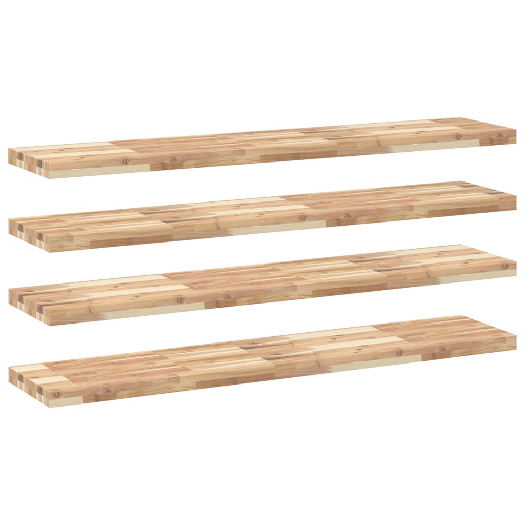 Flytende hyller 4 stk 140x30x4 cm ubehandlet heltre akasie