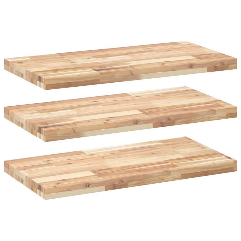 Flytende hyller 3 stk 60x40x4 cm ubehandlet heltre akasie