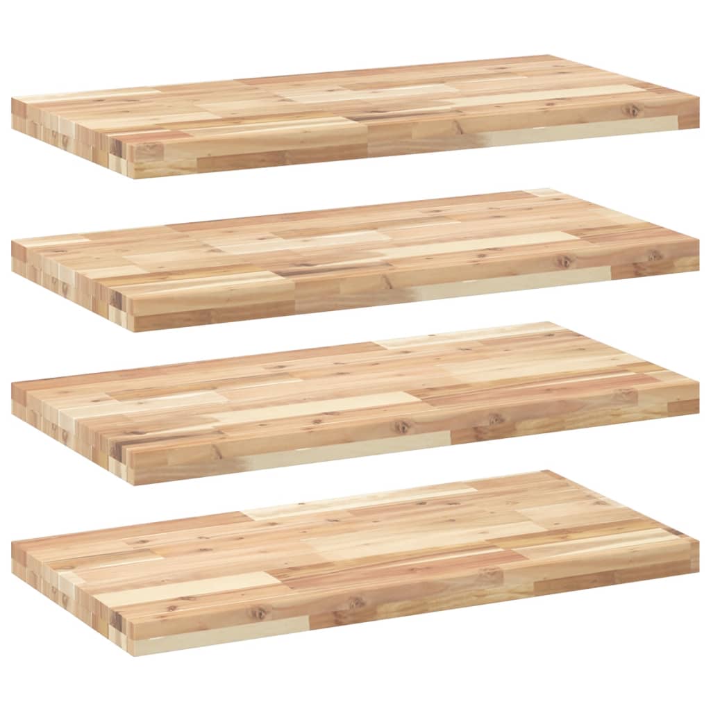 Flytende hyller 4 stk 80x40x4 cm ubehandlet heltre akasie