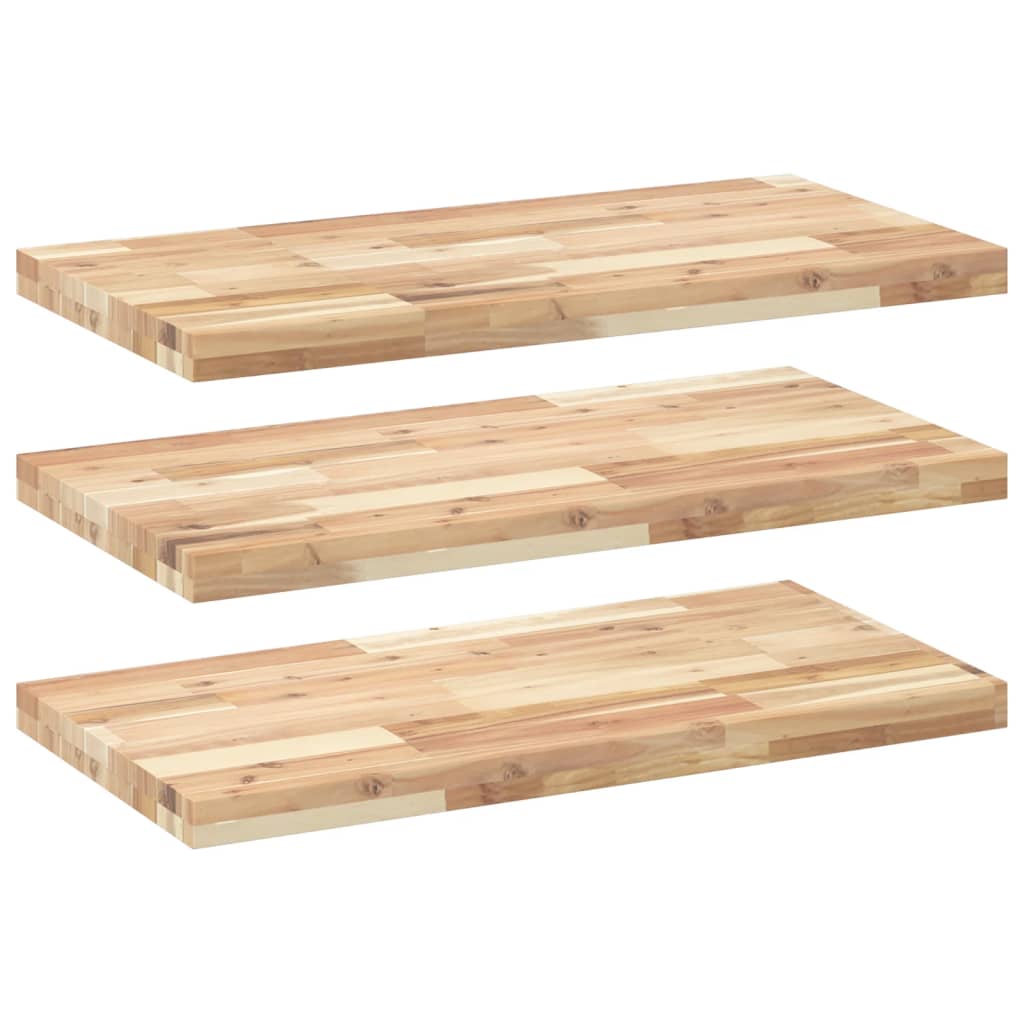 Flytende hyller 3 stk 100x40x4 cm ubehandlet heltre akasie
