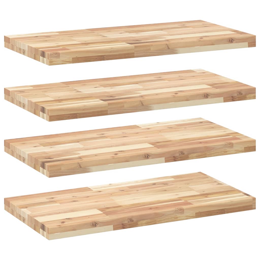 Flytende hyller 4 stk 100x40x4 cm ubehandlet heltre akasie