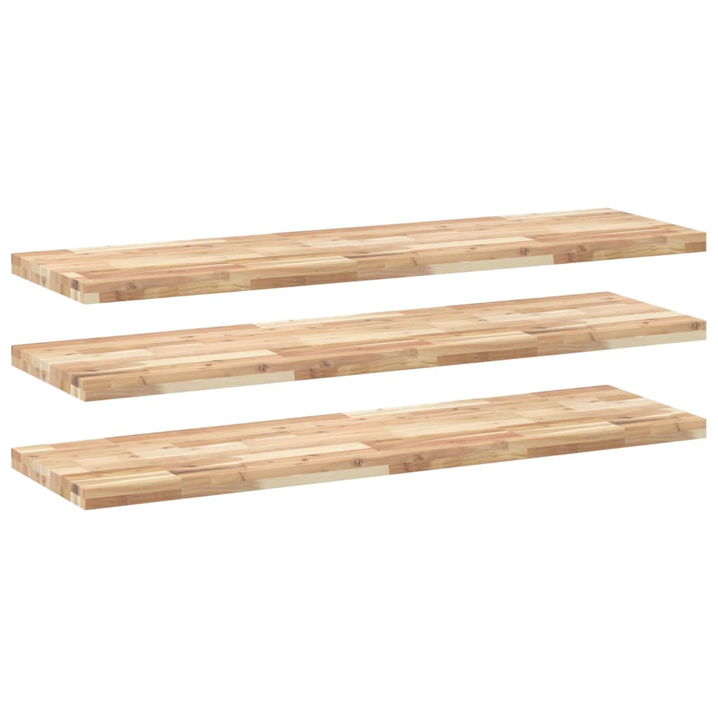 Flytende hyller 3 stk 140x40x4 cm ubehandlet heltre akasie