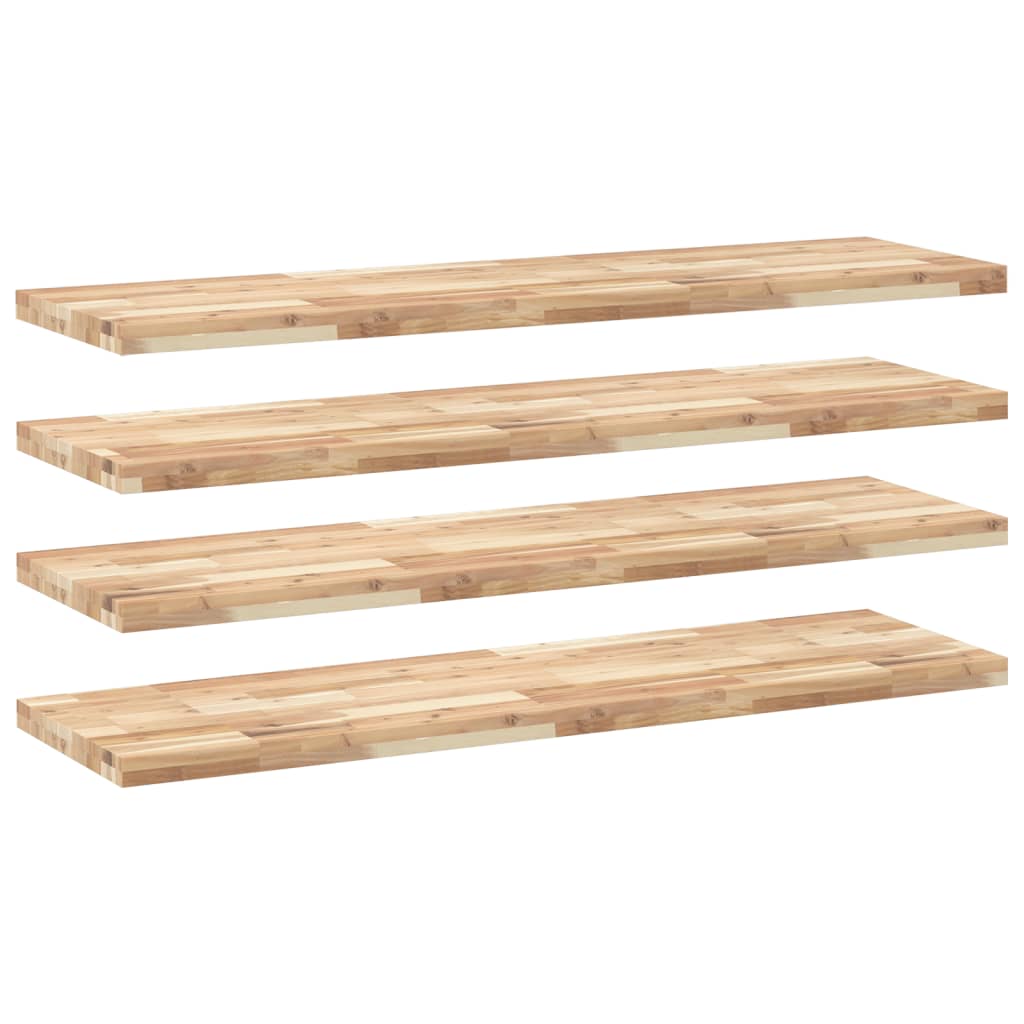 Flytende hyller 4 stk 140x40x4 cm ubehandlet heltre akasie