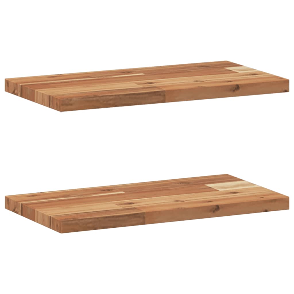 Flytende hyller 2 stk 60x20x2 cm oljebehandlet heltre akasie