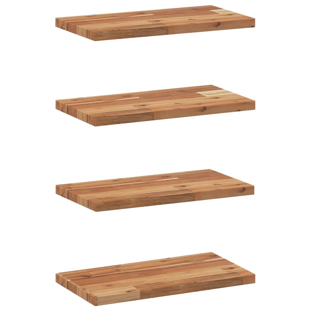 Flytende hyller 4 stk 60x20x2 cm oljebehandlet heltre akasie