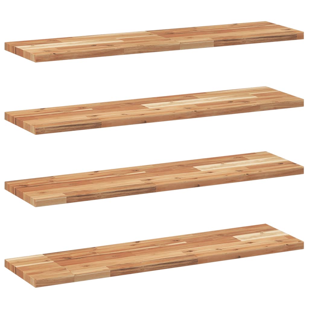 Flytende hyller 4 stk 100x20x2 cm oljebehandlet heltre akasie
