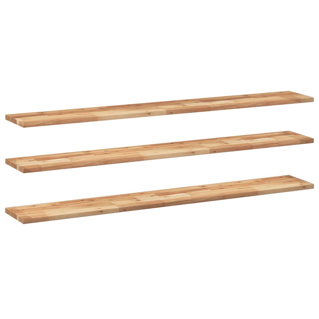 Flytende hyller 3 stk 120x20x2 cm oljebehandlet heltre akasie