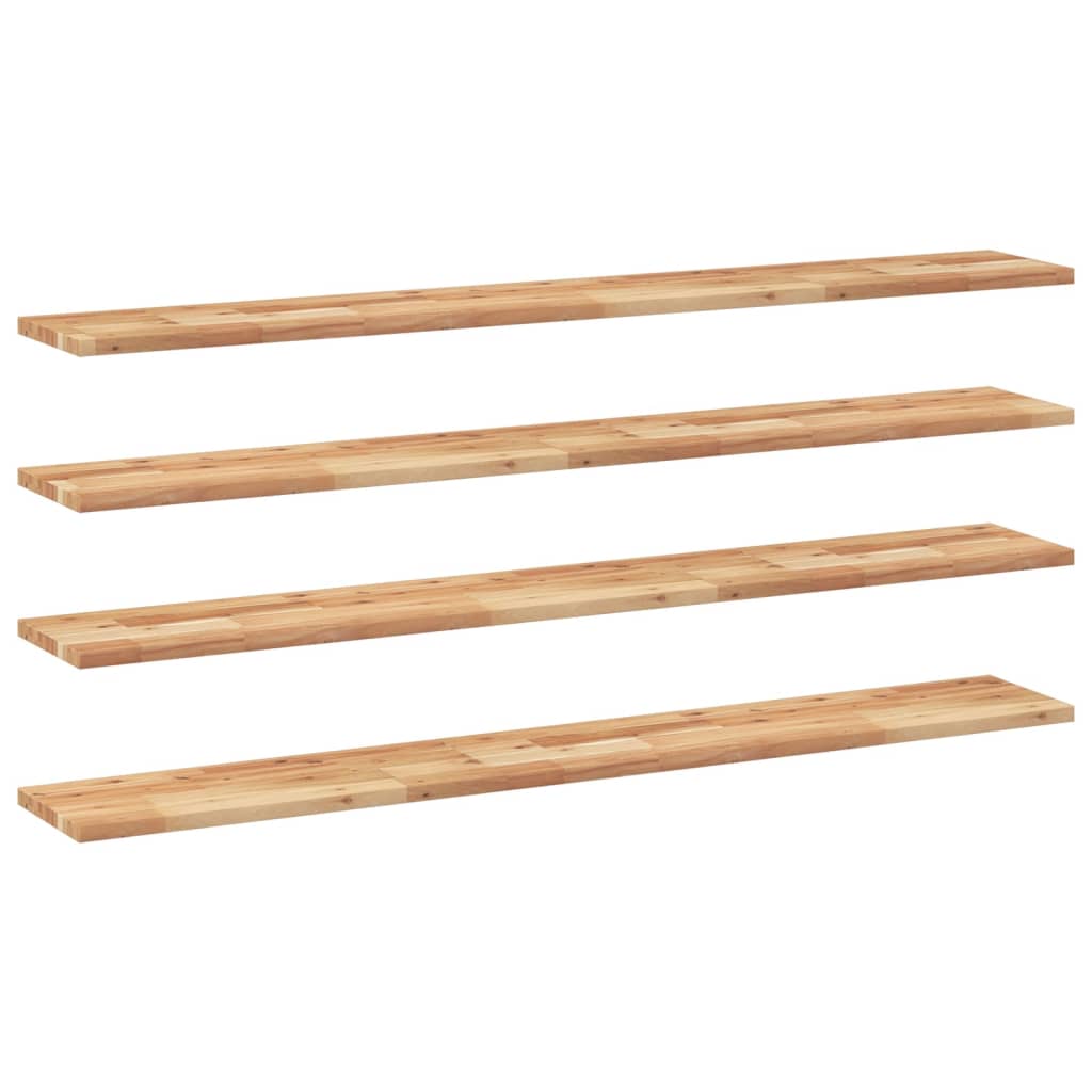 Flytende hyller 4 stk 120x20x2 cm oljebehandlet heltre akasie