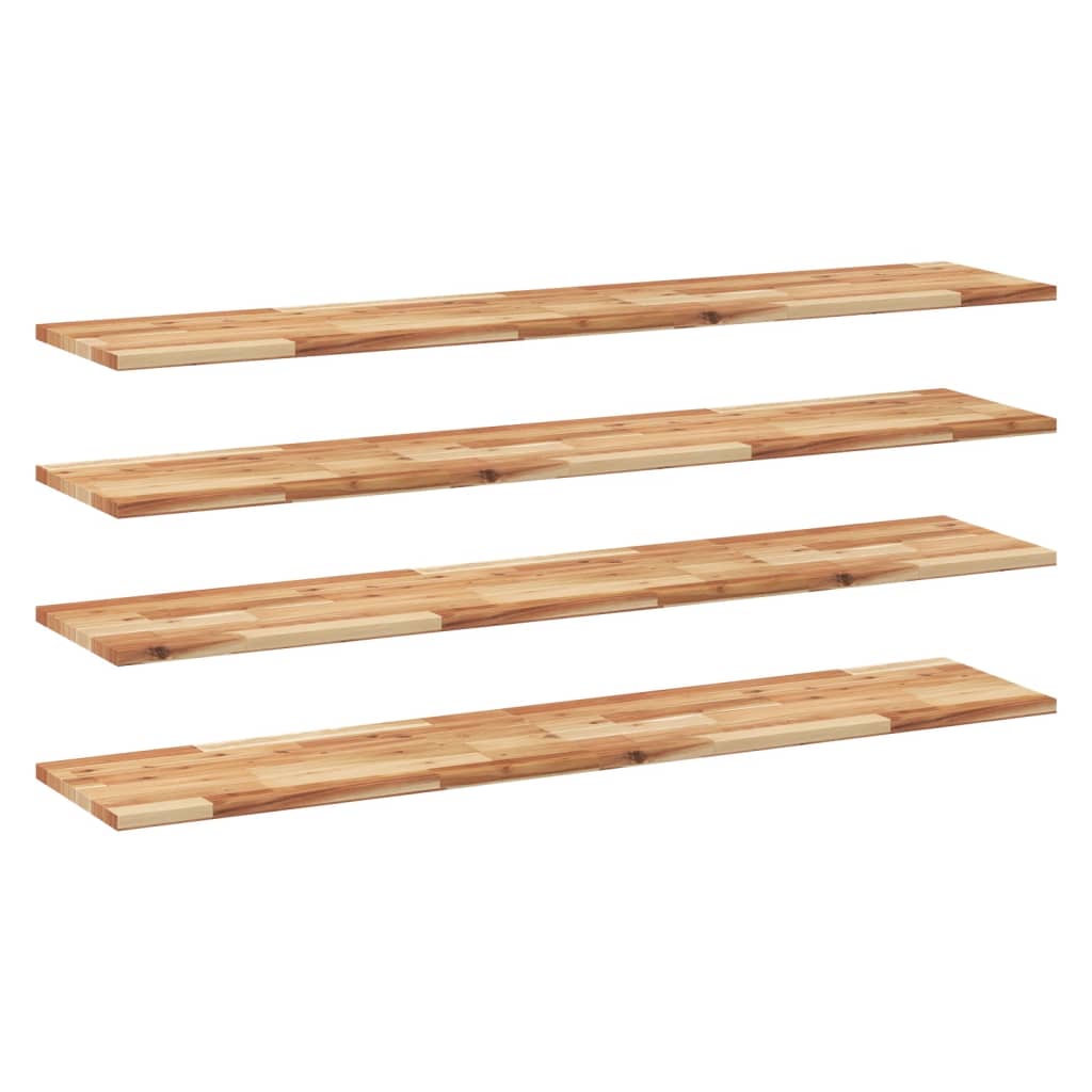 Flytende hyller 4 stk 120x30x2 cm oljebehandlet heltre akasie