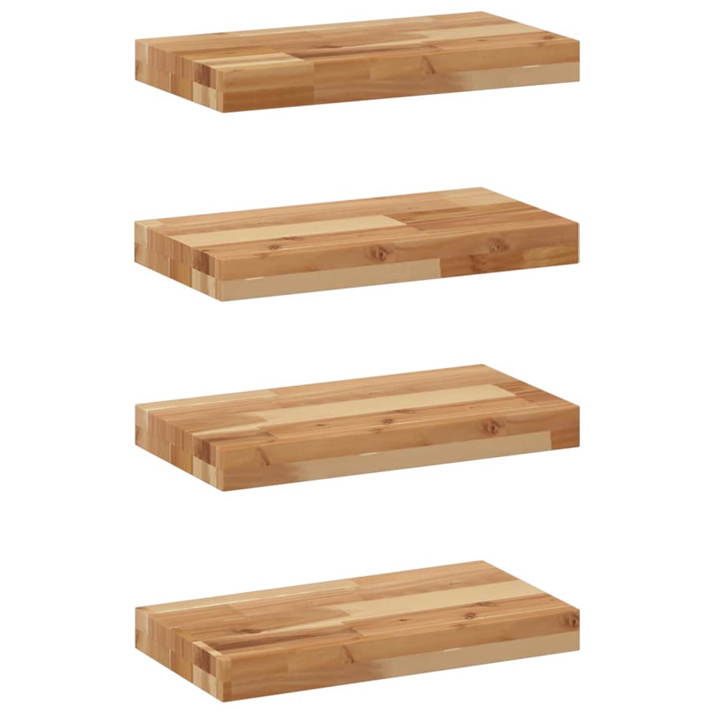 Flytende hyller 4 stk 60x20x4 cm oljebehandlet heltre akasie