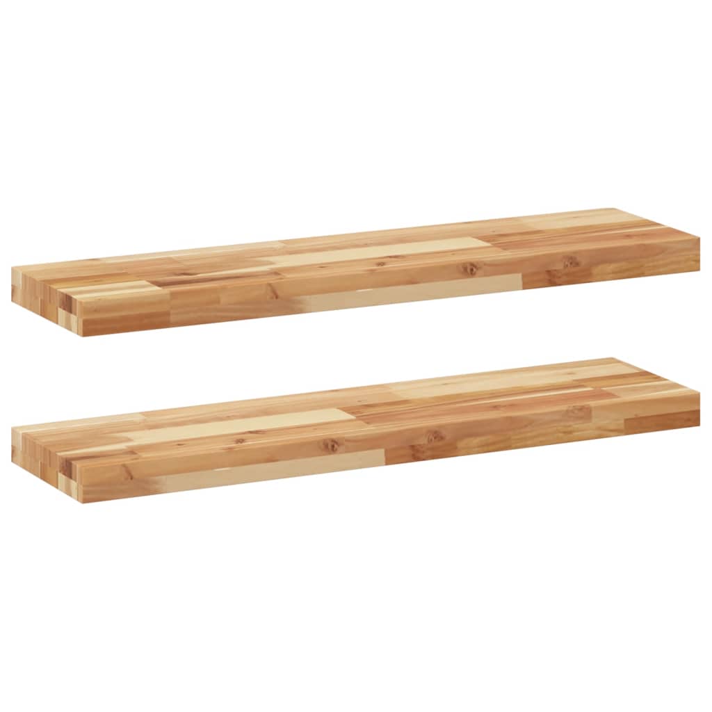 Flytende hyller 2 stk 80x20x4 cm oljebehandlet heltre akasie