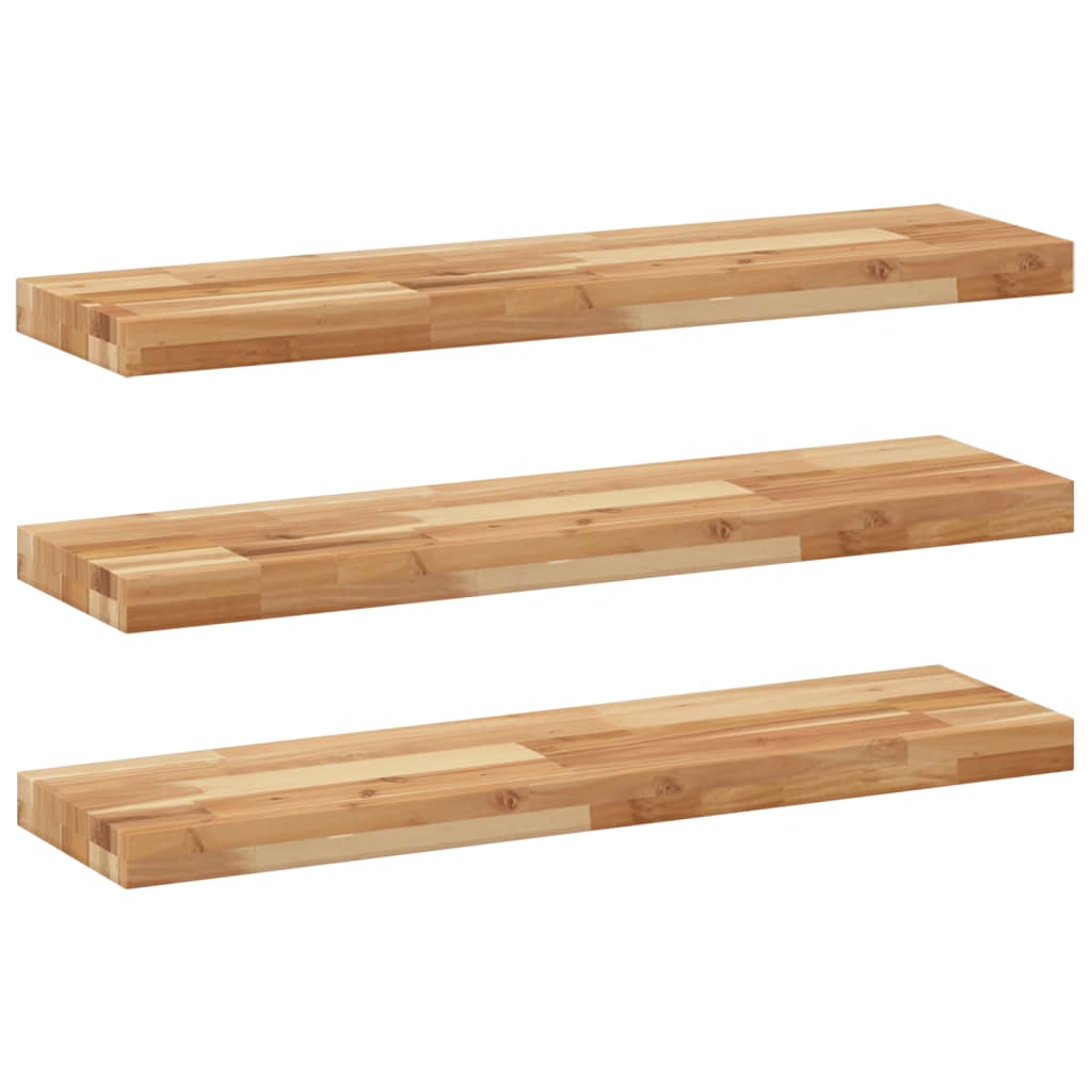Flytende hyller 3 stk 80x20x4 cm oljebehandlet heltre akasie
