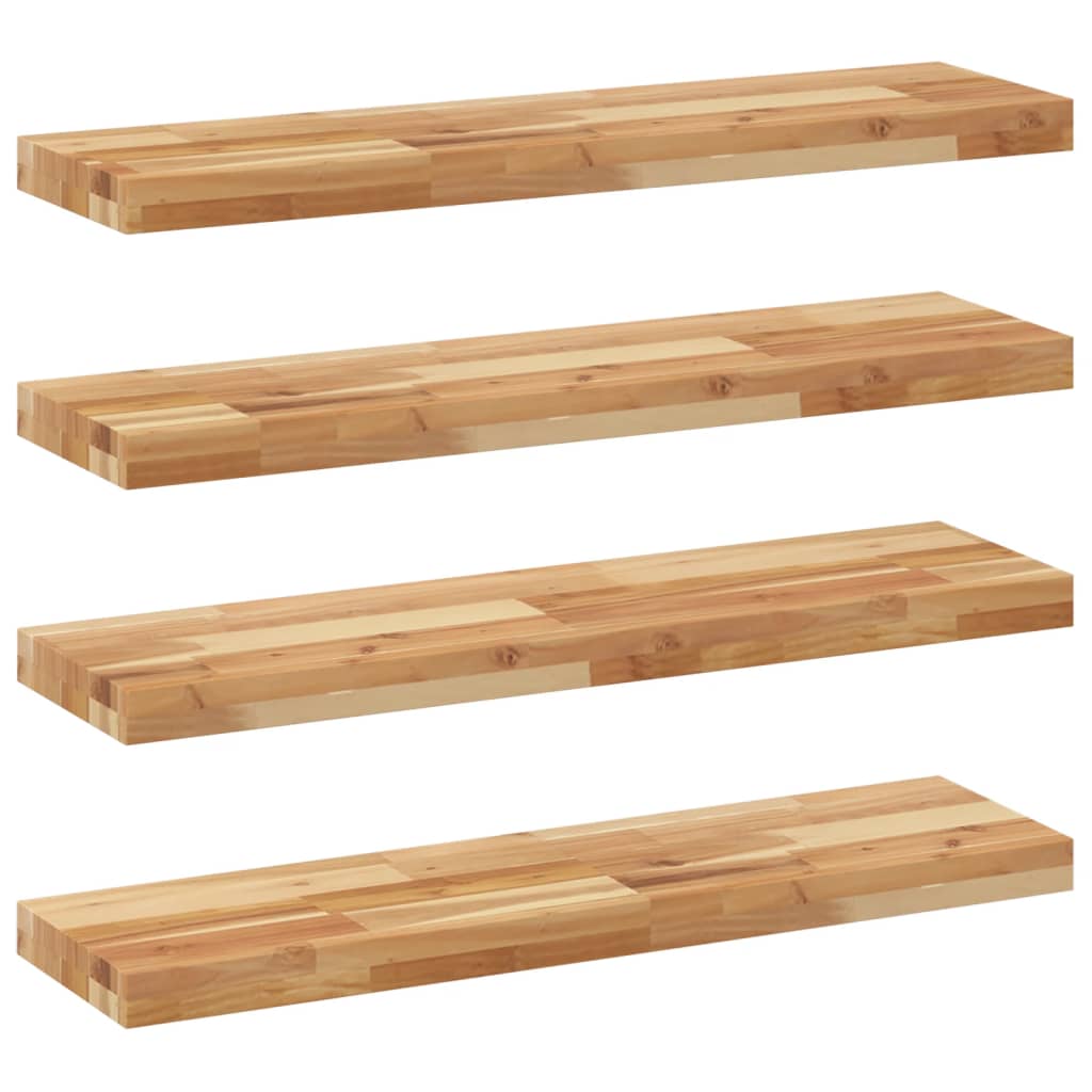 Flytende hyller 4 stk 80x20x4 cm oljebehandlet heltre akasie