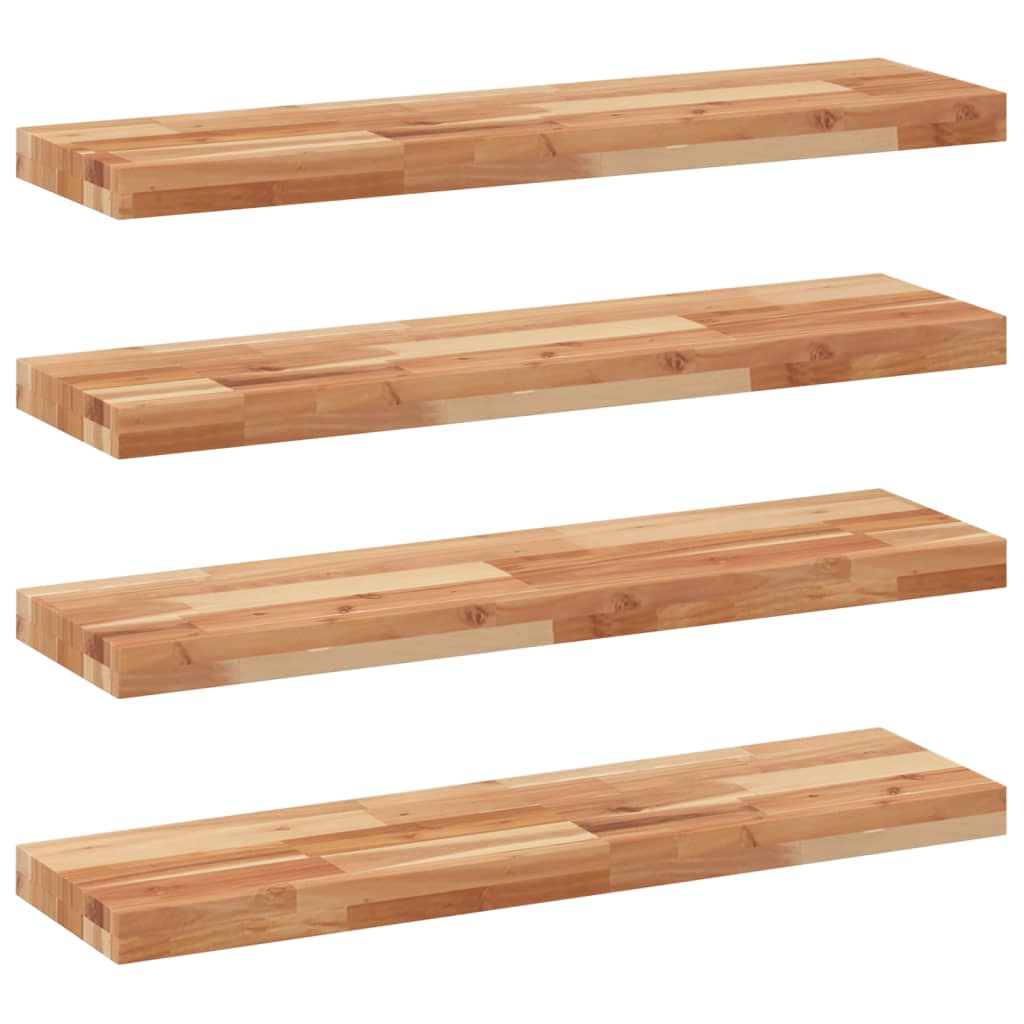 Flytende hyller 4 stk 100x20x4 cm oljebehandlet heltre akasie