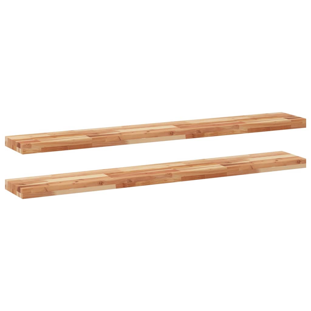 Flytende hyller 2 stk 140x20x4 cm oljebehandlet heltre akasie