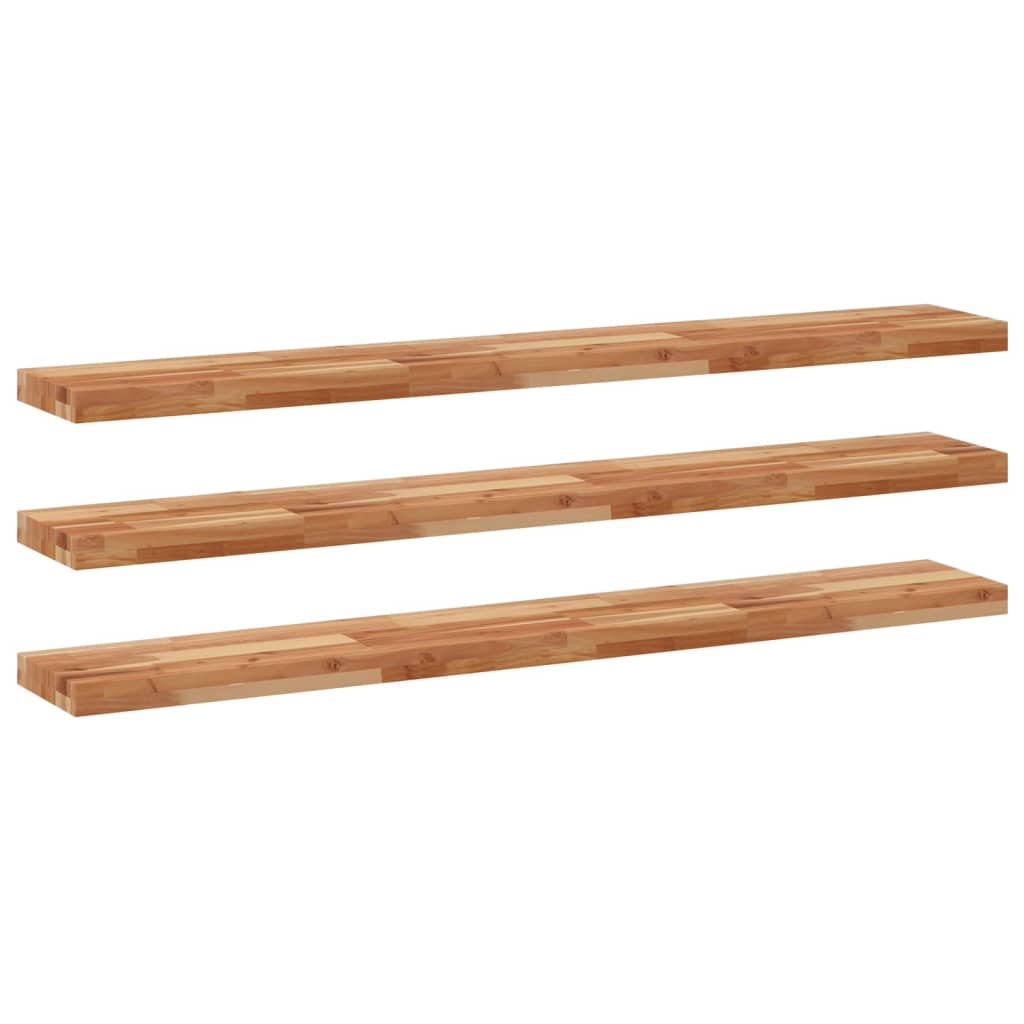 Flytende hyller 3 stk 140x20x4 cm oljebehandlet heltre akasie