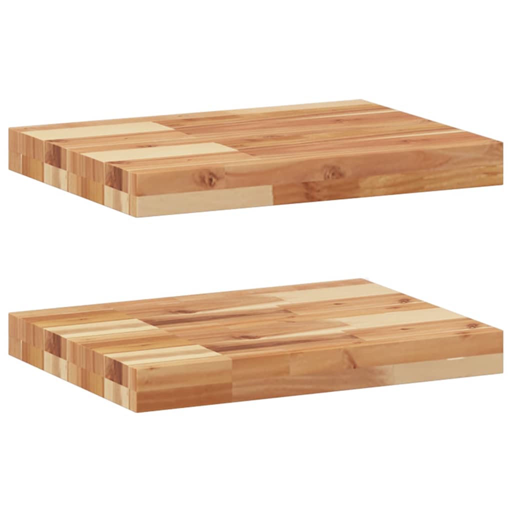 Flytende hyller 2 stk 40x30x4 cm oljebehandlet heltre akasie