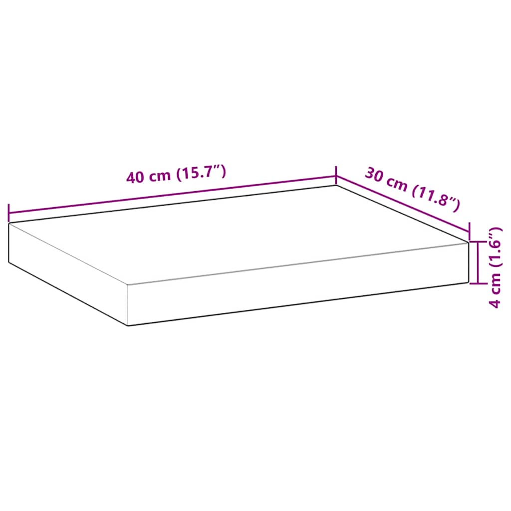 Flytende hyller 2 stk 40x30x4 cm oljebehandlet heltre akasie