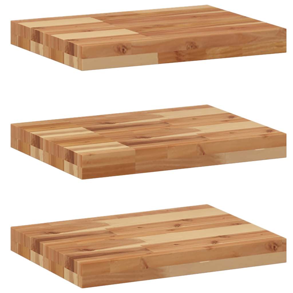 Flytende hyller 3 stk 40x30x4 cm oljebehandlet heltre akasie