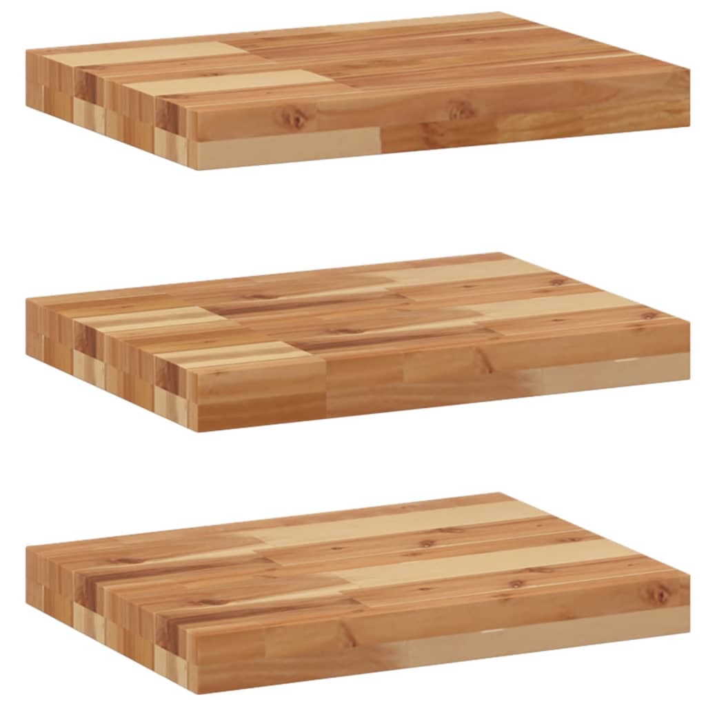 Flytende hyller 3 stk 60x30x4 cm oljebehandlet heltre akasie
