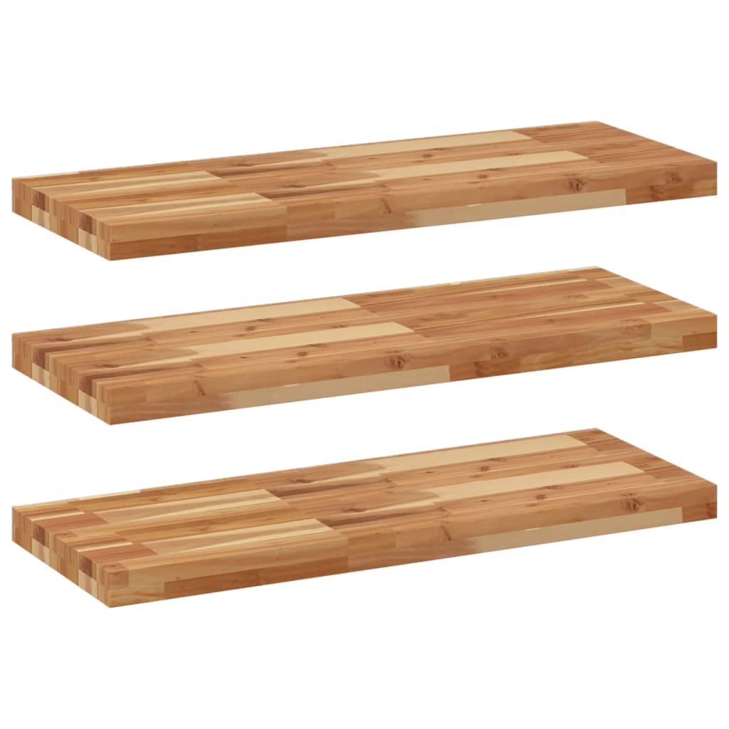 Flytende hyller 3 stk 80x30x4 cm oljebehandlet heltre akasie