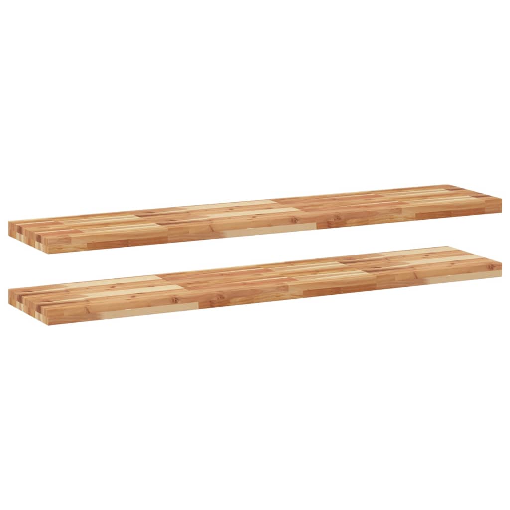 Flytende hyller 2 stk 120x30x4 cm oljebehandlet heltre akasie