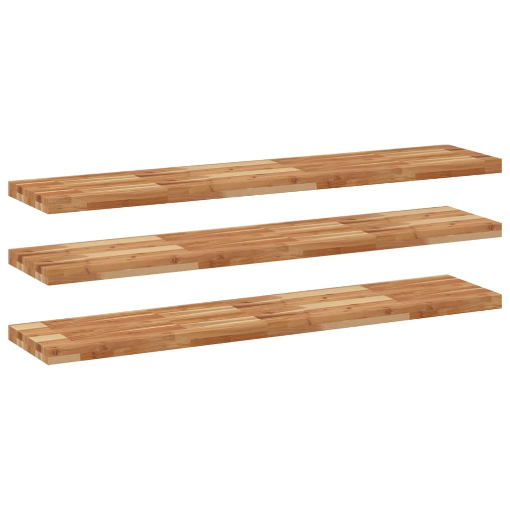 Flytende hyller 3 stk 160x30x4 cm oljebehandlet heltre akasie