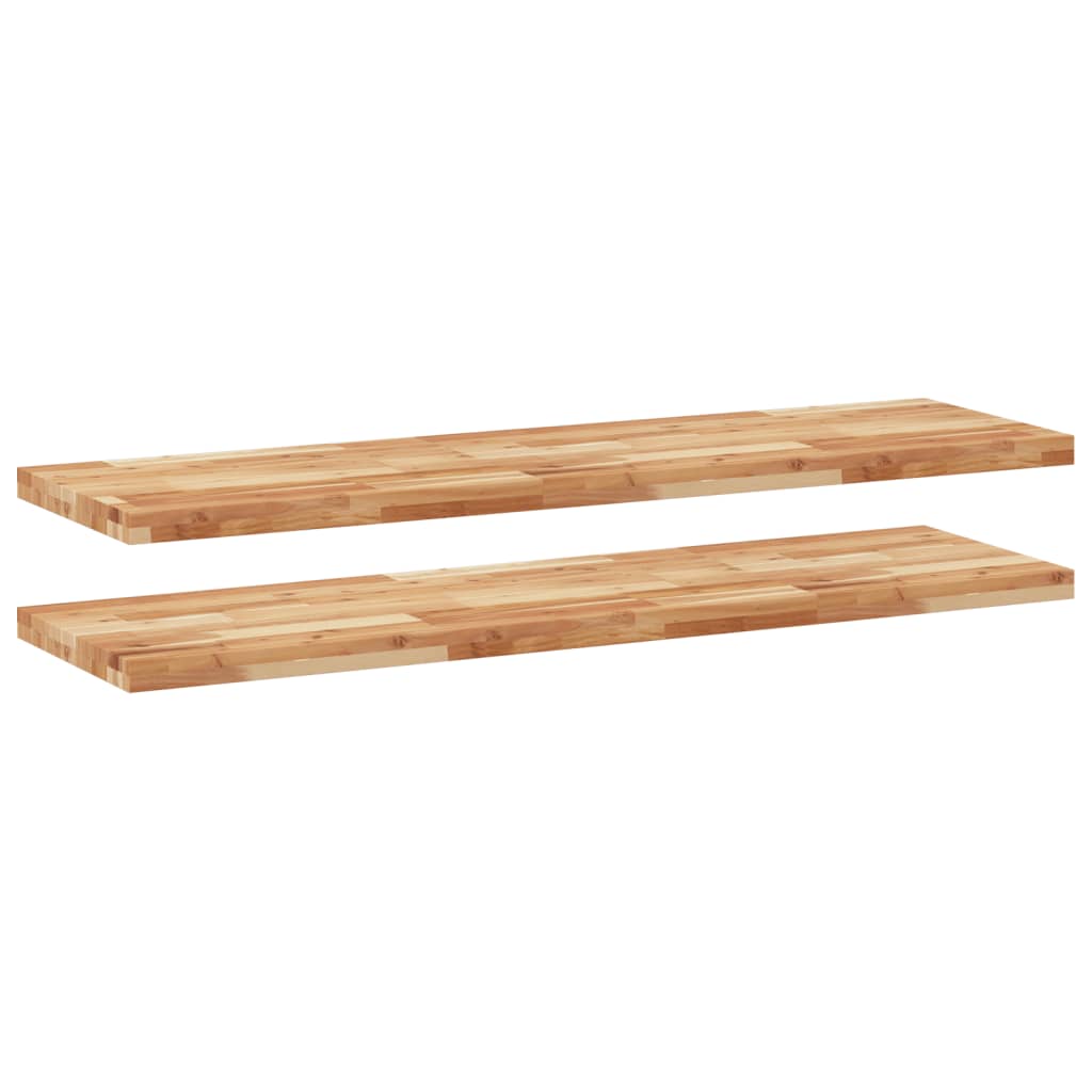 Flytende hyller 2 stk 120x40x4 cm oljebehandlet heltre akasie